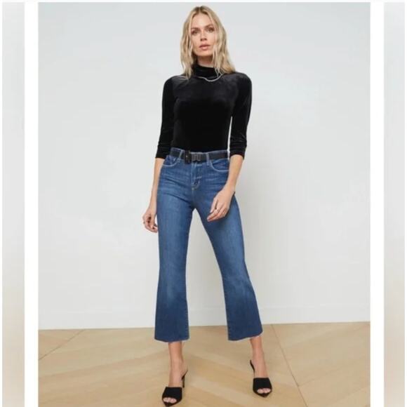 L Agence Denim Jeans Womens 25 Kendra High Rise Cropped Flare Denim Laredo Chic - Picture 1 of 16